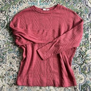 Textured red tunic sweater